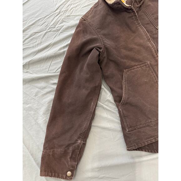 Vintage Dark Brown Carhartt Canvas Cayon Sherpa Lined Jacket Medium 8/10 WJ022 - Picture 6 of 10